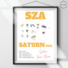 SZA SOS wall art poster 2024