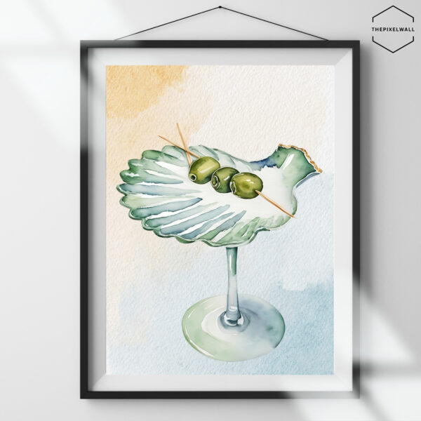 this is a Seashell glass of Martini digital art Print.