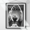 Post Malone in the poster is doing heart with hands, the art is on black and white vintage color.