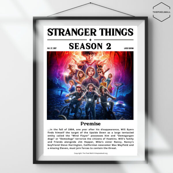 Step back into the Upside Down with my stunning digital poster art inspired by Stranger Things Season 2! This vibrant and detailed piece captures the iconic characters and thrilling moments of the series, making it the perfect addition to any fan's collection.