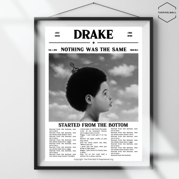 Drake, Nothing Was The Same, Started From The Bottom, Wall Print | Wall Art | Dorm Room Decor | Gift Birthday | For Him/Her | Bedroom Poster