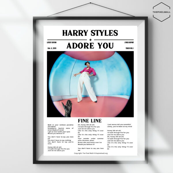 Elevate your space with this stunning Harry Styles poster wall art! This high-quality digital print features a captivating image of the beloved singer, perfect for any fan.