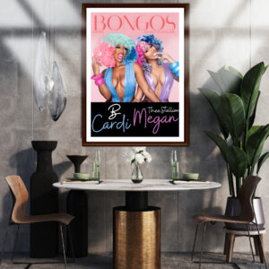 Cardi B and Megan Thee Stallion on the art poster for the song Bongos.