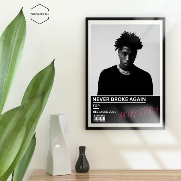 The art is about the rapper Nba Youngboy album poster for NEVER BROKE AGAIN TOP