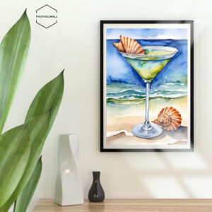 this is a glass of Martini digital art Print.