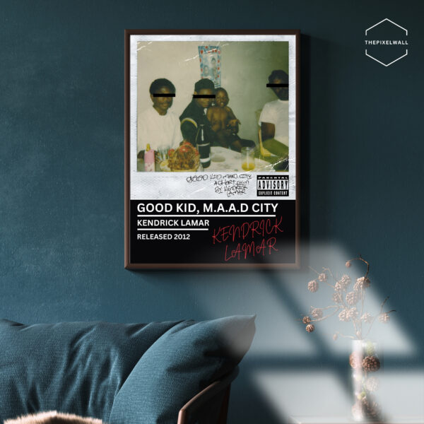 Kendrick Lamar GOOD KID, M.A.A.D CITY Album Cover - Bold, Minimalist Digital Art Print