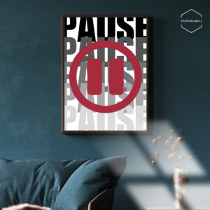 The art contains the word PAUSE in large, centered text.