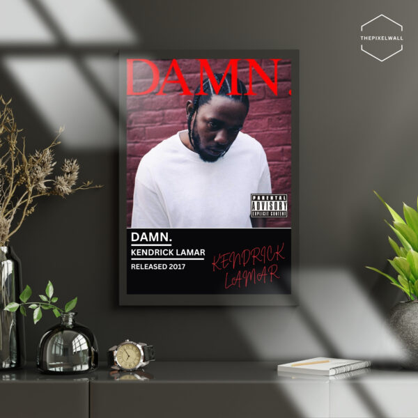 Kendrick Lamar DAMN. Album Cover - Bold, Minimalist Digital Art Print