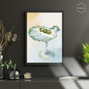 this is a Seashell glass of Martini digital art Print.