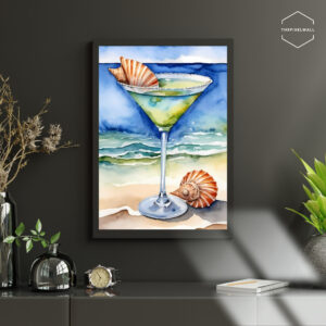 this is a glass of Martini digital art Print.