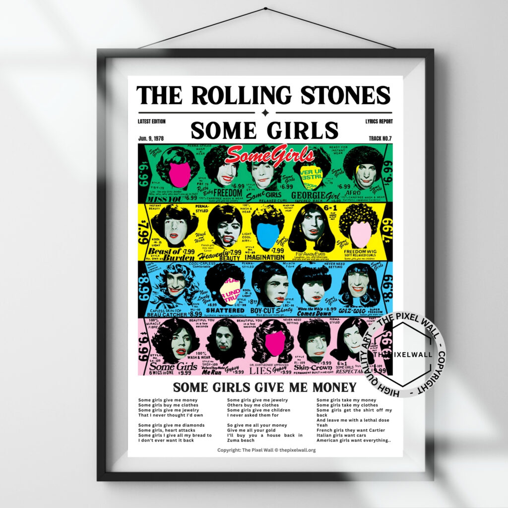 Check out my latest vintage newspaper art featuring The Rolling Stones and their iconic song, 'Some Girls'. It's a must-have for any fan!