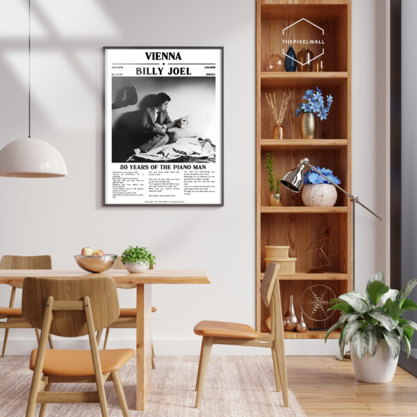 Own a piece of music history with my stunning Billy Joel Vienna print. This original artwork is a one-of-a-kind creation inspired by the legendary singer-songwriter.