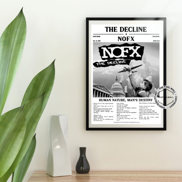 Check out my latest vintage newspaper art piece inspired by NOFX's 'The Decline'! This print captures the raw energy and nostalgia of the punk rock scene. Perfect for any NOFX fan or lover of vintage art.