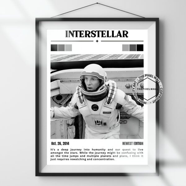 Experience the awe-inspiring beauty of interstellar space with my latest artwork, inspired by the iconic film Interstellar. Don't miss your chance to bring a piece of the cosmos into your home.